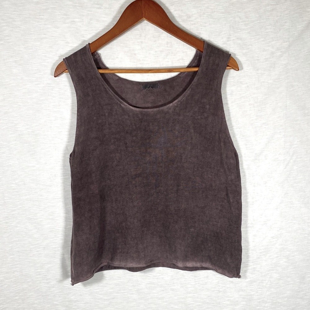 It Is Well LA Sweater Tank Women’s Large Dyed‎ Eggplant 100% Cotton Made in USA